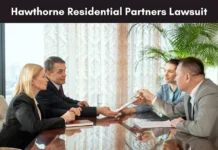 Hawthorne Residential Partners Lawsuit | Explained Clearly Hawthorne Residential Partners Lawsuit image showing tense business meeting with legal documents exchanged across a table.
