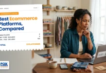 The Best Ecommerce Platforms for Small Business, Compared Small shop owner comparing online store platforms on her laptop, illustrating the best ecommerce platforms for small business