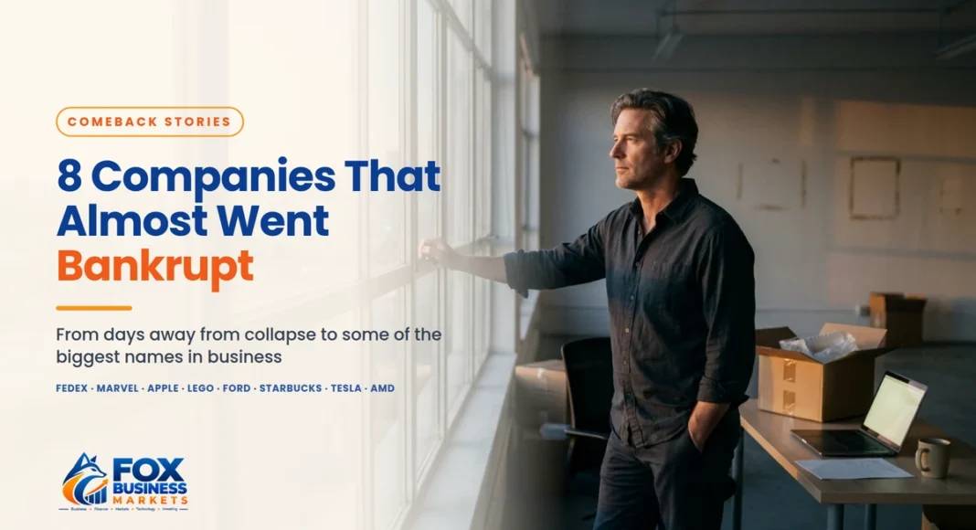 Companies That Almost Went Bankrupt: 8 Incredible Comebacks Companies that almost went bankrupt: business owner looking out an office window before a comeback