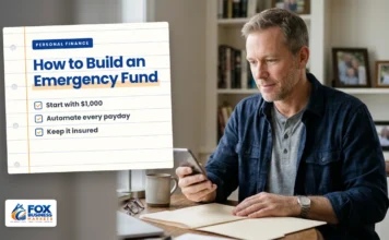 How to Build an Emergency Fund: How Much You Need and Where to Keep It Emergency fund check-in: man reviewing his savings balance on a smartphone at his home office desk