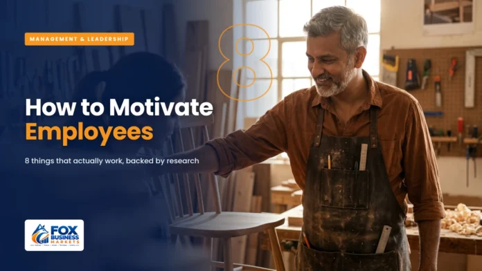 How to Motivate Employees: What Actually Works How to motivate employees featured image showing a workshop owner encouraging a young employee after she finished a handmade chair