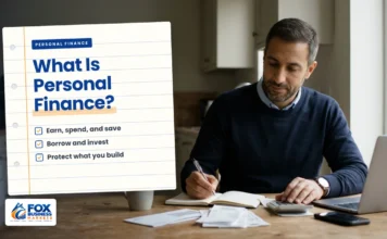 What Is Personal Finance? A Beginner’s Guide to Managing Money What Is Personal Finance planning: man writing a monthly budget in a notebook at his kitchen table with a calculator and bills