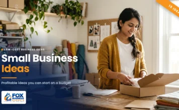 Small Business Ideas: Profitable Ideas With Low Startup Costs Small business ideas featured image showing a home-based online store owner packing an order in her studio