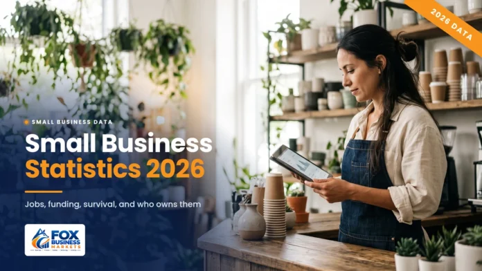 Small Business Statistics 2026 Small business statistics 2026 featured image showing a coffee shop owner reviewing sales data on a tablet