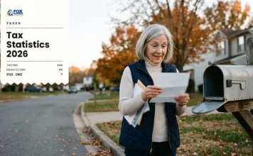 Tax Statistics 2026: Key Numbers on Refunds, Rates, and Who Pays Woman reading a tax refund letter at her mailbox, illustrating tax statistics for 2026