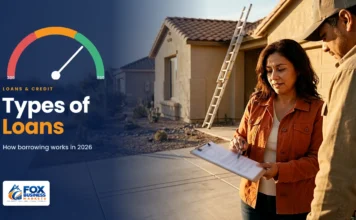 Types of Loans in the US: How Borrowing Works and Which Loan Fits You Types of loans: homeowner reviewing a roof repair estimate with a contractor outside her house